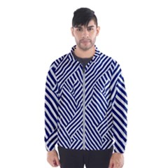 Blue And White Abstract Stripes Men s Windbreaker