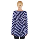 Blue and White Abstract Stripes Tie Up T-Shirt View2