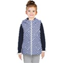 Blue and White Abstract Stripes Kids  Hooded Puffer Vest View1