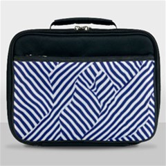 Blue And White Abstract Stripes Lunch Bag