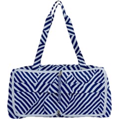 Blue And White Abstract Stripes Multi Function Bag