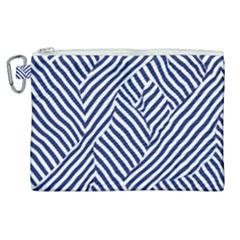 Blue And White Abstract Stripes Canvas Cosmetic Bag (xl)