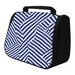 Blue And White Abstract Stripes Full Print Travel Pouch (small)