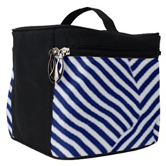 Blue And White Abstract Stripes Make Up Travel Bag (small)