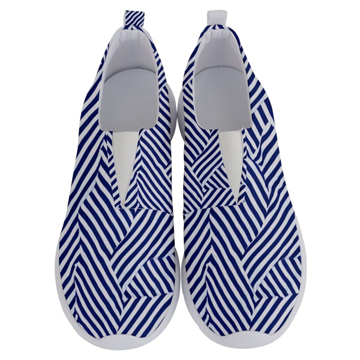 Blue and White Abstract Stripes No Lace Lightweight Shoes