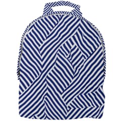 Blue And White Abstract Stripes Mini Full Print Backpack by SpinnyChairDesigns