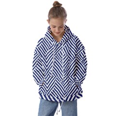 Blue And White Abstract Stripes Kids  Oversized Hoodie