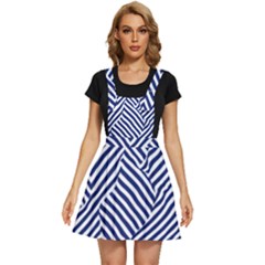 Blue And White Abstract Stripes Apron Dress