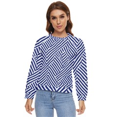 Blue And White Abstract Stripes Women s Long Sleeve Raglan T-shirt