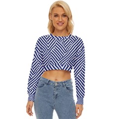 Blue And White Abstract Stripes Lightweight Long Sleeve Sweatshirt