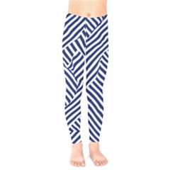 Blue And White Abstract Stripes Kids  Classic Winter Leggings