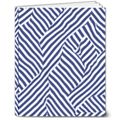 Blue And White Abstract Stripes 8  X 10  Hardcover Notebook