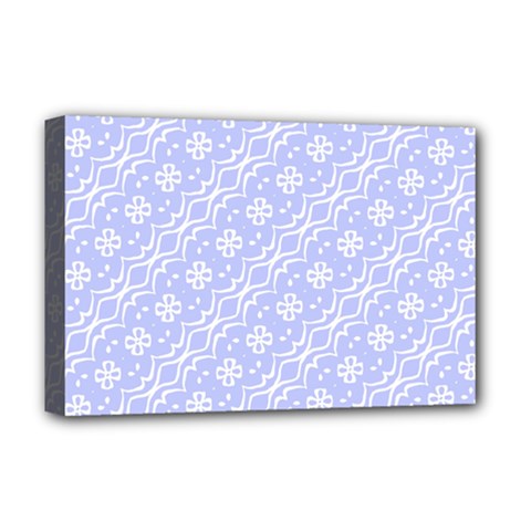 Light Purple And White Floral Pattern Deluxe Canvas 18  X 12  (stretched)