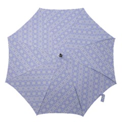 Light Purple And White Floral Pattern Hook Handle Umbrellas (large)