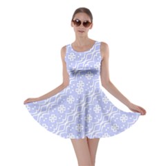 Light Purple And White Floral Pattern Skater Dress