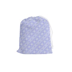 Light Purple And White Floral Pattern Drawstring Pouch (medium)