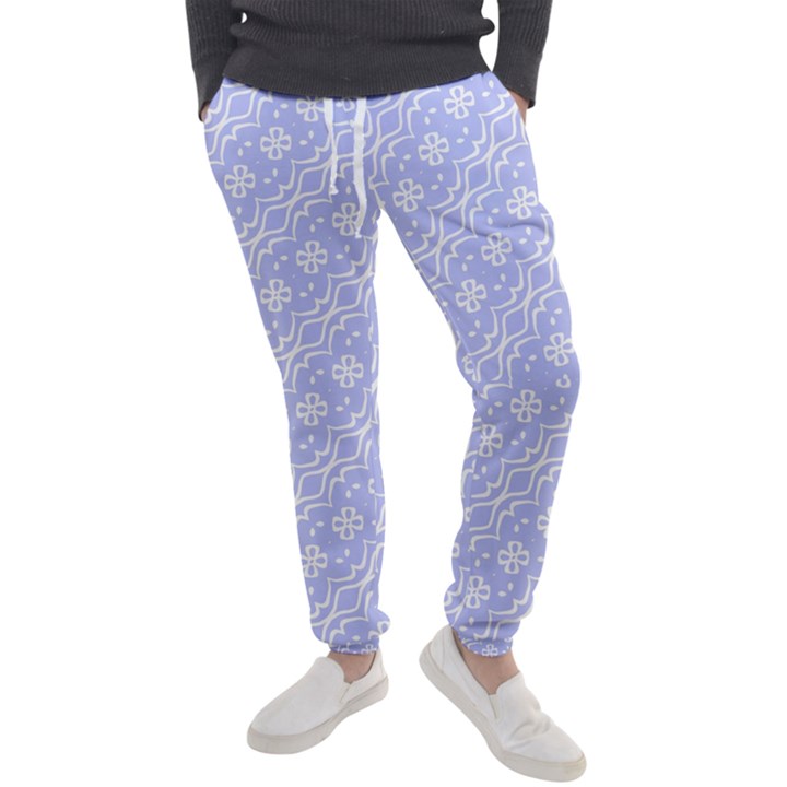 Light purple and white floral pattern Men s Jogger Sweatpants