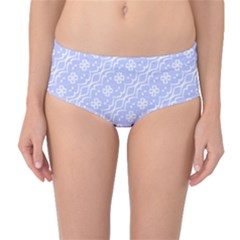 Light Purple And White Floral Pattern Mid-waist Bikini Bottoms