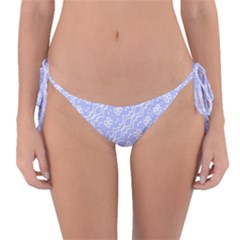 Light Purple And White Floral Pattern Reversible Bikini Bottoms