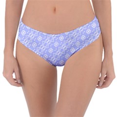 Light Purple And White Floral Pattern Reversible Classic Bikini Bottoms