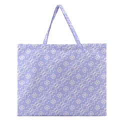 Light Purple And White Floral Pattern Zipper Large Tote Bag