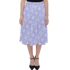 Light Purple And White Floral Pattern Classic Midi Skirt