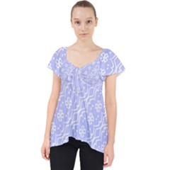 Light Purple And White Floral Pattern Lace Front Dolly Top