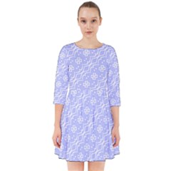 Light Purple And White Floral Pattern Smock Dress