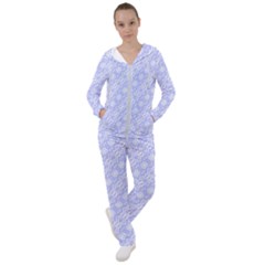 Light Purple And White Floral Pattern Women s Tracksuit