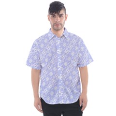 Light Purple And White Floral Pattern Men s Short Sleeve Shirt