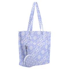 Light Purple And White Floral Pattern Everyday Shoulder Bag With Pouch Bag