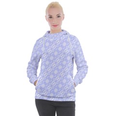 Light Purple And White Floral Pattern Women s Hooded Pullover