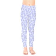 Light Purple And White Floral Pattern Kids  Leggings