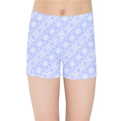 Light Purple And White Floral Pattern Kids  Sports Shorts