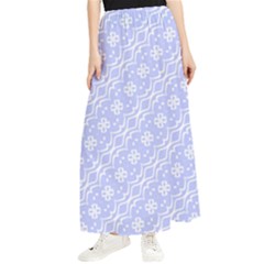 Light Purple And White Floral Pattern Maxi Chiffon Skirt