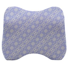 Light Purple And White Floral Pattern Velour Head Support Cushion