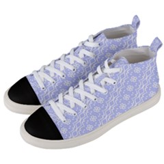 Light Purple And White Floral Pattern Men s Mid-top Canvas Sneakers