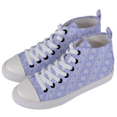 Light Purple And White Floral Pattern Women s Mid-top Canvas Sneakers