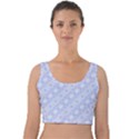 Light purple and white floral pattern Velvet Crop Top View1