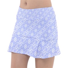 Light Purple And White Floral Pattern Classic Tennis Skirt