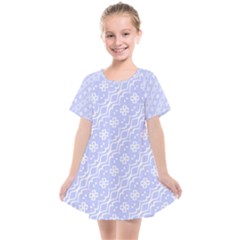 Light Purple And White Floral Pattern Kids  Smock Dress