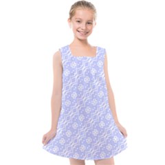 Light Purple And White Floral Pattern Kids  Cross Back Dress