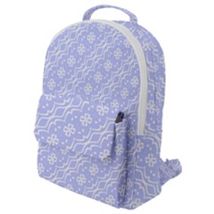 Light Purple And White Floral Pattern Flap Pocket Backpack (small)