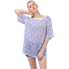 Light Purple And White Floral Pattern Oversized Chiffon Top