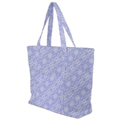 Light Purple And White Floral Pattern Zip Up Canvas Bag