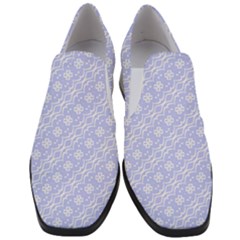 Light Purple And White Floral Pattern Women Slip On Heel Loafers