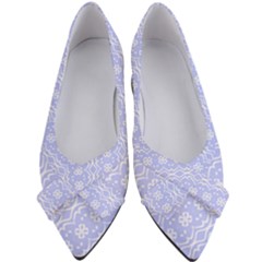 Light Purple And White Floral Pattern Women s Bow Heels