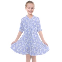 Light Purple And White Floral Pattern Kids  All Frills Chiffon Dress