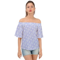 Light Purple And White Floral Pattern Off Shoulder Short Sleeve Top