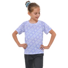 Light Purple And White Floral Pattern Kids  Mesh Piece T-shirt